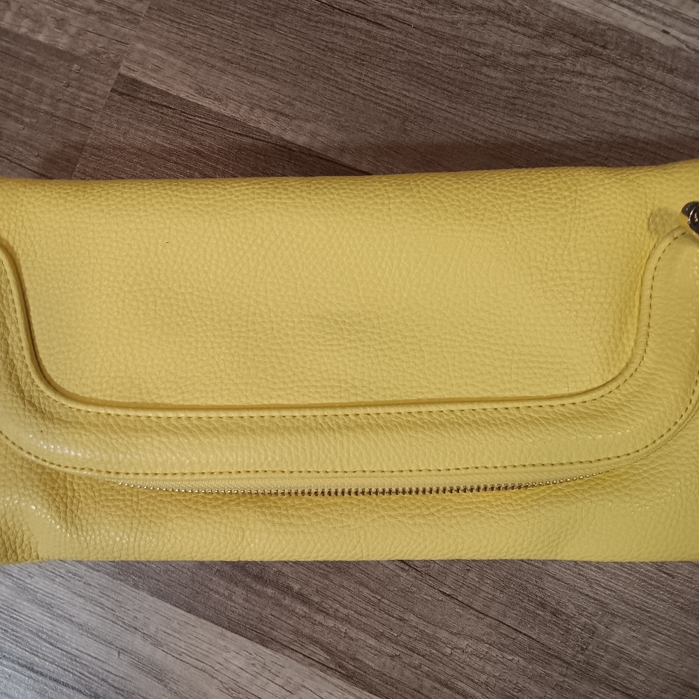 Charming Charlie Yellow Leather Clutch Bag Purse